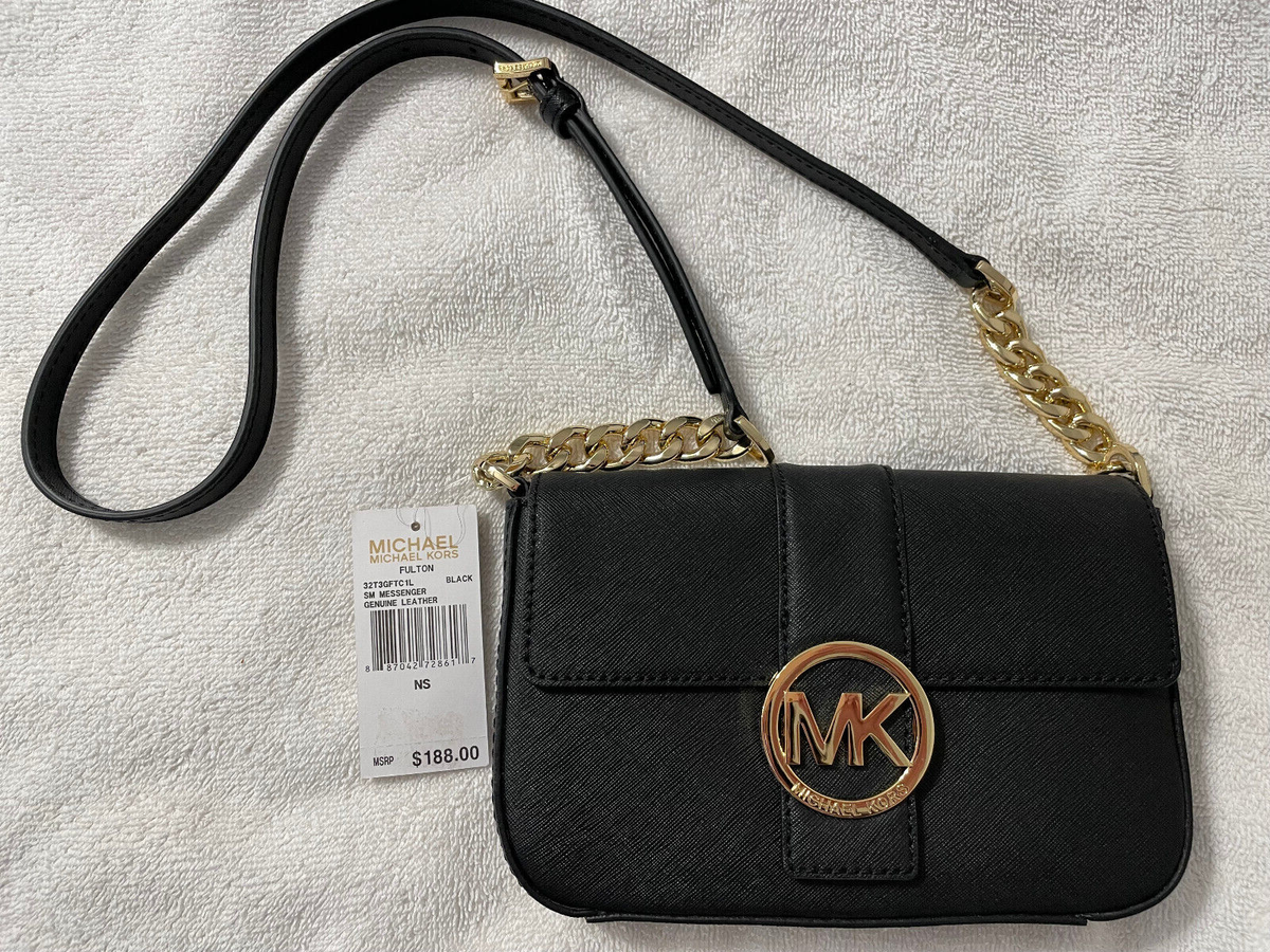 Michael Kors Black Textured Leather Crossbody with Gold MK Logo Michael Kors Jet Set Small Phone Crossbody Bag, Gold-Tone  main image 3