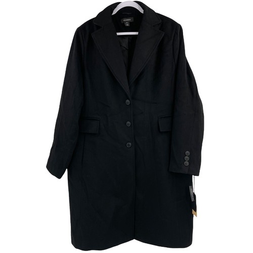 Halogen Longline Single Breasted Wool Blend Topper Coat Black Plus Size 18W $329 - Picture 2 of 12