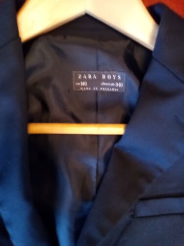 Zara Boys Suit Jacket Size 9 To 10 In Black Tailored Fit Extra Fine Wool - Picture 10 of 12
