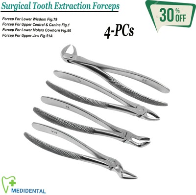 Set er 4 Zahn Extraktionszange For Upper & Lower Jaw Chirurgische Instrumente CE
