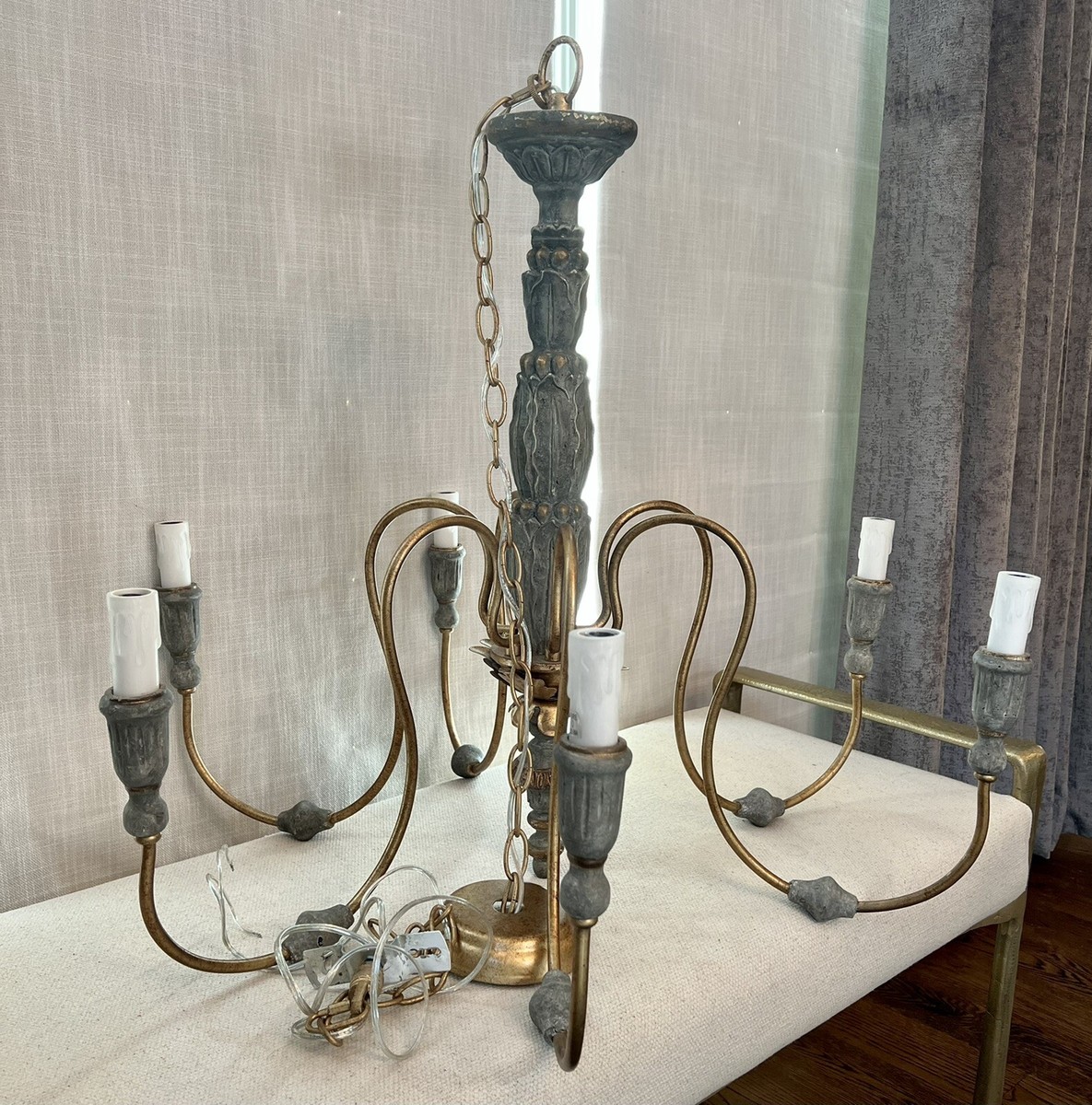 Ballard Designs Casa Florentina Verona Chandelier GRAY GOLD