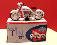 Harley-Davidson Tin Friction 1950s White Police Motorcycle Replica Toy NIB RARE
