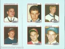 Roman Hamrlik Mike Rathje Cory Stillman Uncut Promo Sheet Hockey Cards
