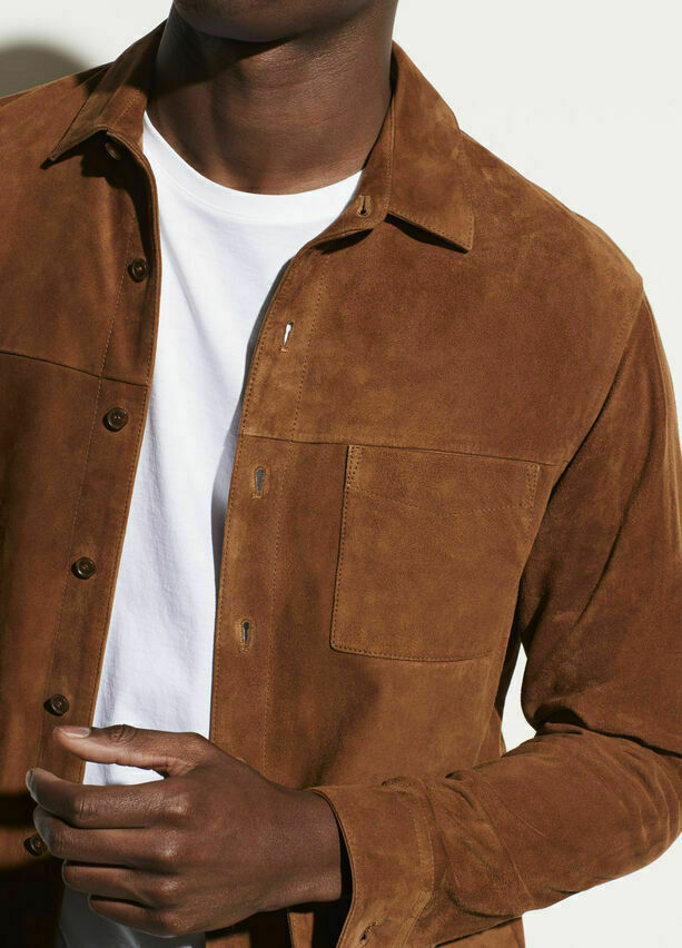 New Brown Suede jacket Men's Leather Suede Jacket Slim fit