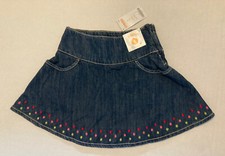 NWT Gymboree Winter Cheer Size 5 Embroidered Dot Hem Denim Skirt Skort