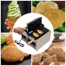 3 Grid Nonstick Taiyaki Waffle Making Machine Kitchen Baker Food Cooking 1500W