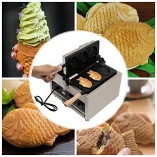 3 Grid Nonstick Taiyaki Waffle Making Machine Kitchen Baker Food Cooking 1500W