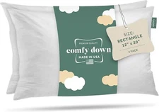 2 pack Decorative Throw Pillow Insert, Down and Feathers Fill, 100% Cotton Cover