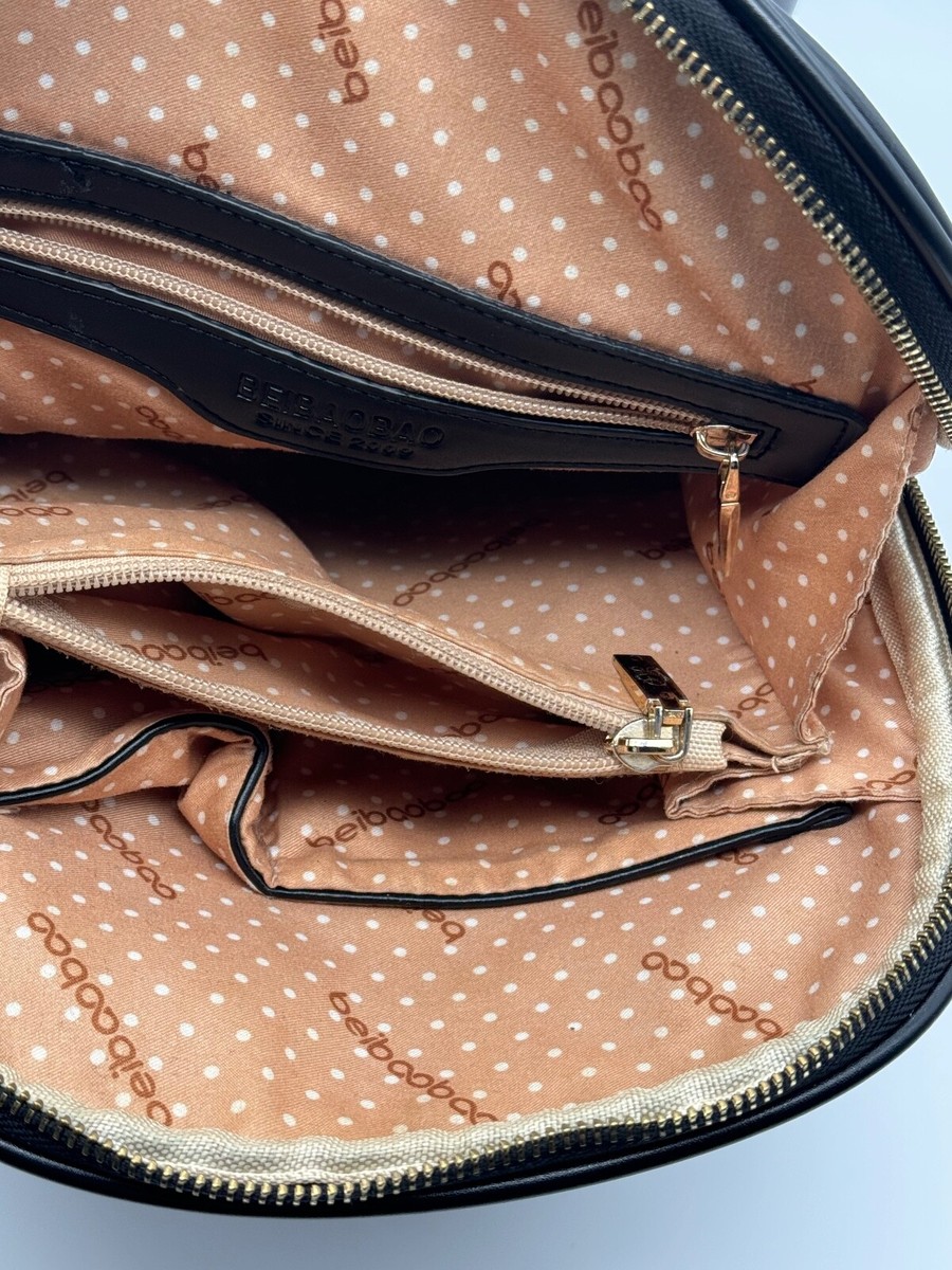 beibaobao backpack leather Beibaobao Black Leather Backpack Travel Bag Purse Tote