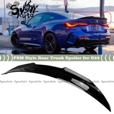 FITS 2021+ BMW G22 430i M440i & G82 M4 GLOSSY BLACK PSM STYLE TRUNK SPOILER WING
