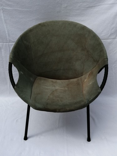 Lusch Sessel Vintage Midcentury Design Balloon Chair 60er Wildleder Beige - Bild 3 von 22