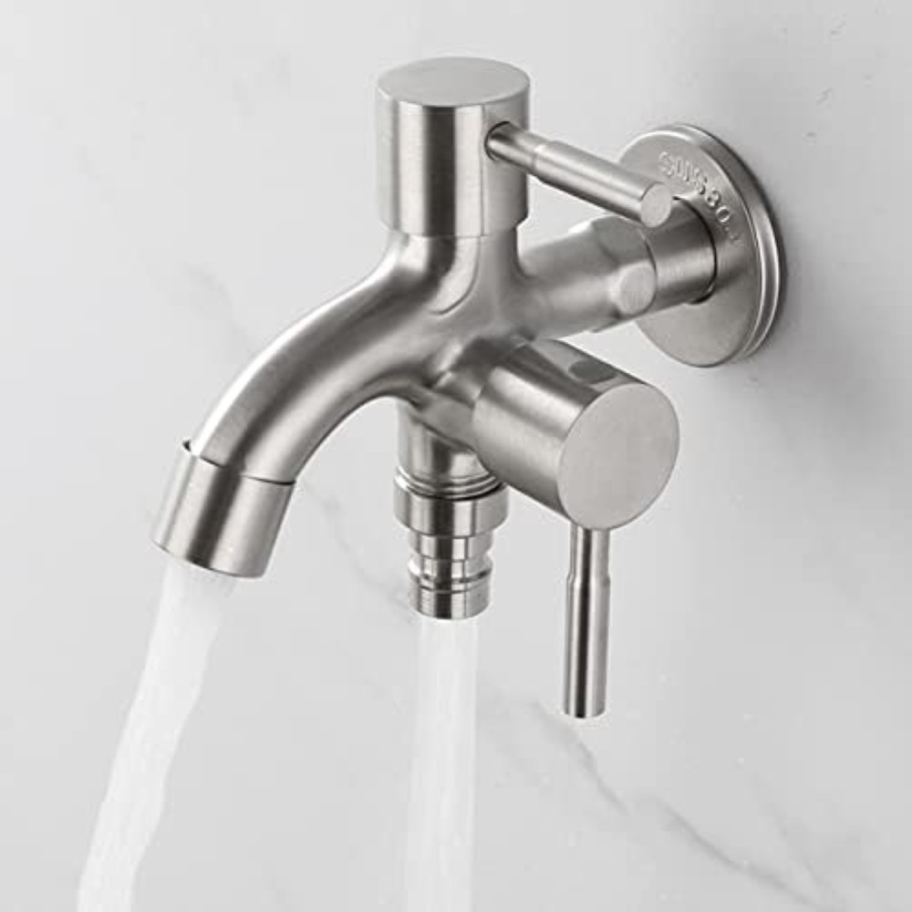Rubinetto Doppio Giardino 1/2 Pollice Ottone Doppia Uscita Universale
