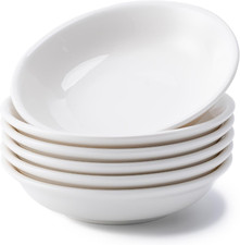6 Pack Dip Bowls, 3 OZ Ceramic Soy Sauce Dish, White Dipping Sauce Bowls Small D