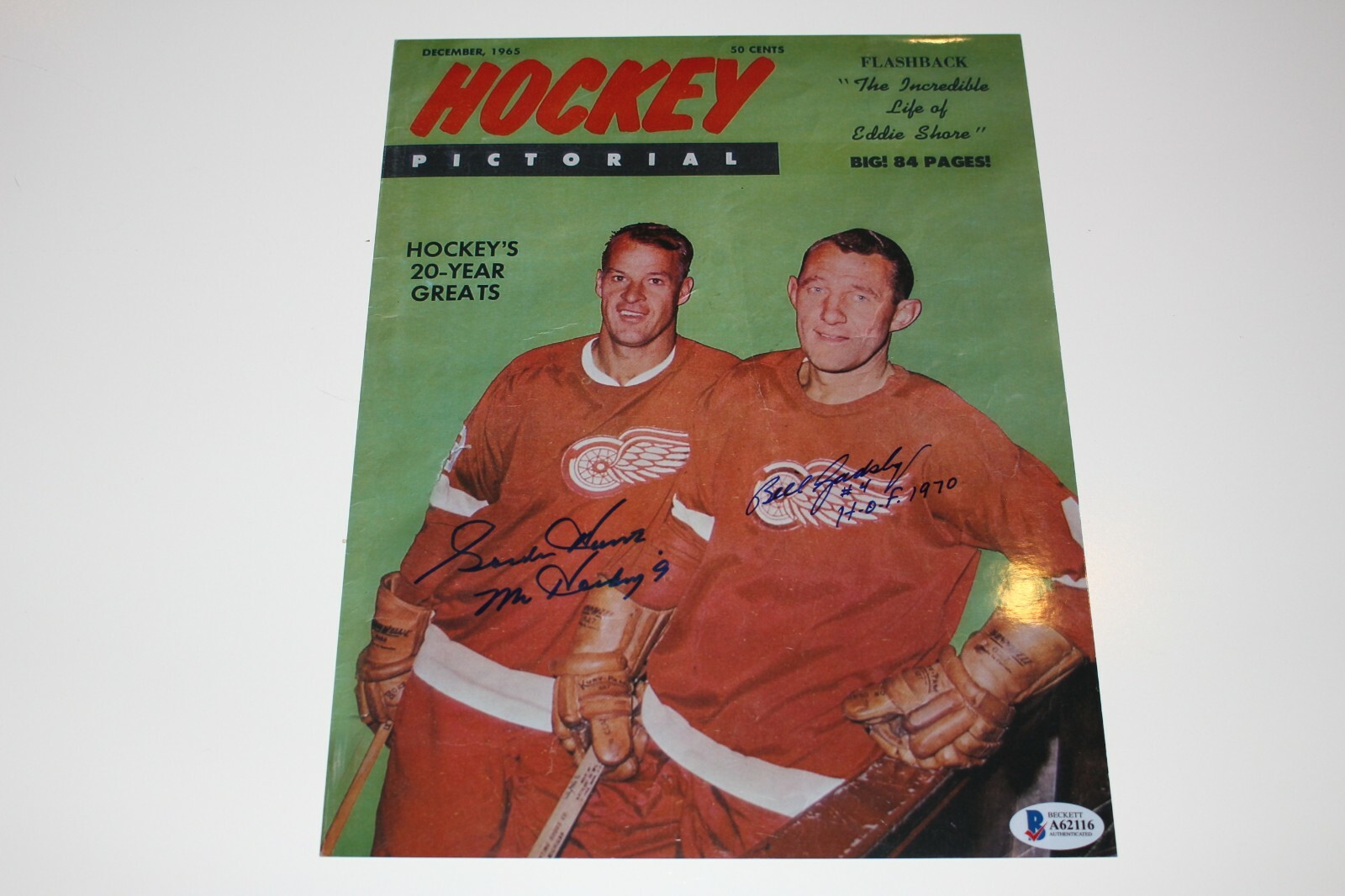 Gordie Howe Autographed Signed & BILL GADSBY DUAL 8.5X11 PHOTO BECKETT AUTHENTICATED COA 