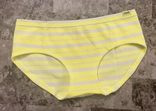 NWT VICTORIA'S SECRET PINK NEON YELLOW WHITE STRIPE RIB SEAMLESS HIPSTER PANTIES