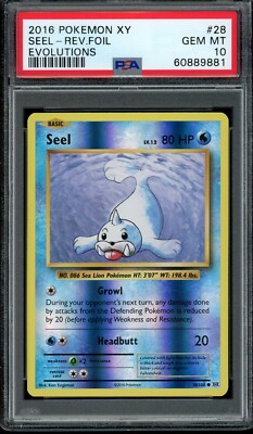 2016 Pokemon XY Evolutions Reverse Foil Holo Seel #28 Art Rare eBay 1/1 PSA  10