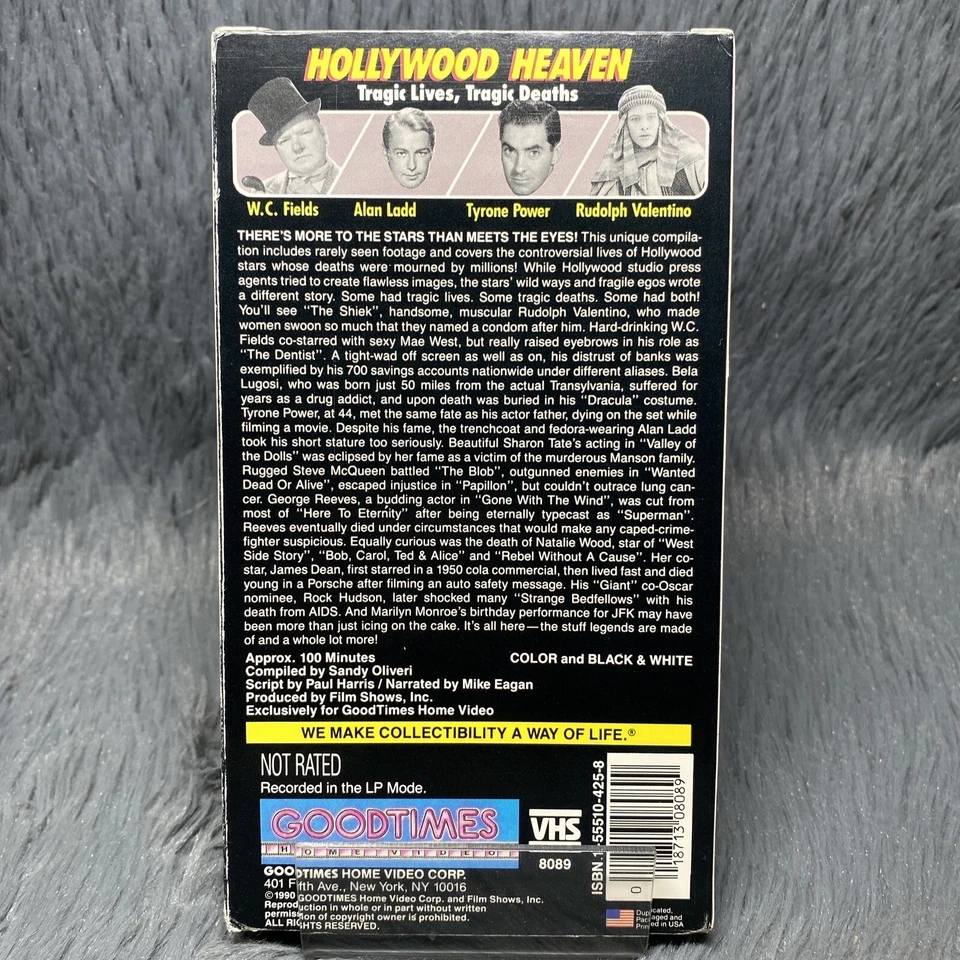 Hollywood Heaven VHS Tape 1989 Documentary Bela Lugosi Marilyn Monroe James Dean Foto 4 de 4