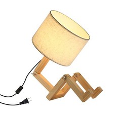 Cute Desk Lamp with Wood Base, Changeable Shape Creative Robot Table Lamp, Be...