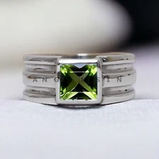 Peridot Gemstone With 925 Sterling Silver Groom Ring For Men's #AL928
