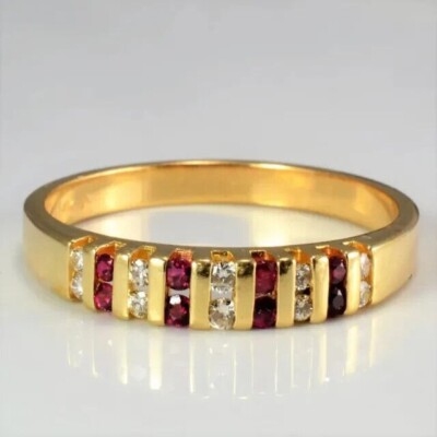2Ct Round Cut Simulated Garnet Anniversary Band Ring In 14k Yellow Gold Plated