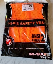 NEW High Visibility Safety Vest Sz LRG Work ANSI Class 2 Reflective Neon Orange