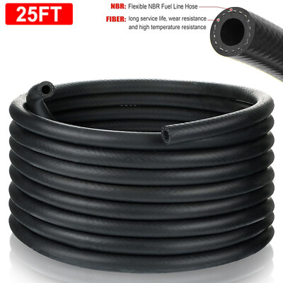5/16'' 8mm ID 25FT Fuel Line Hose Gas Lines Rubber NBR Push on Hose 300PSI Black