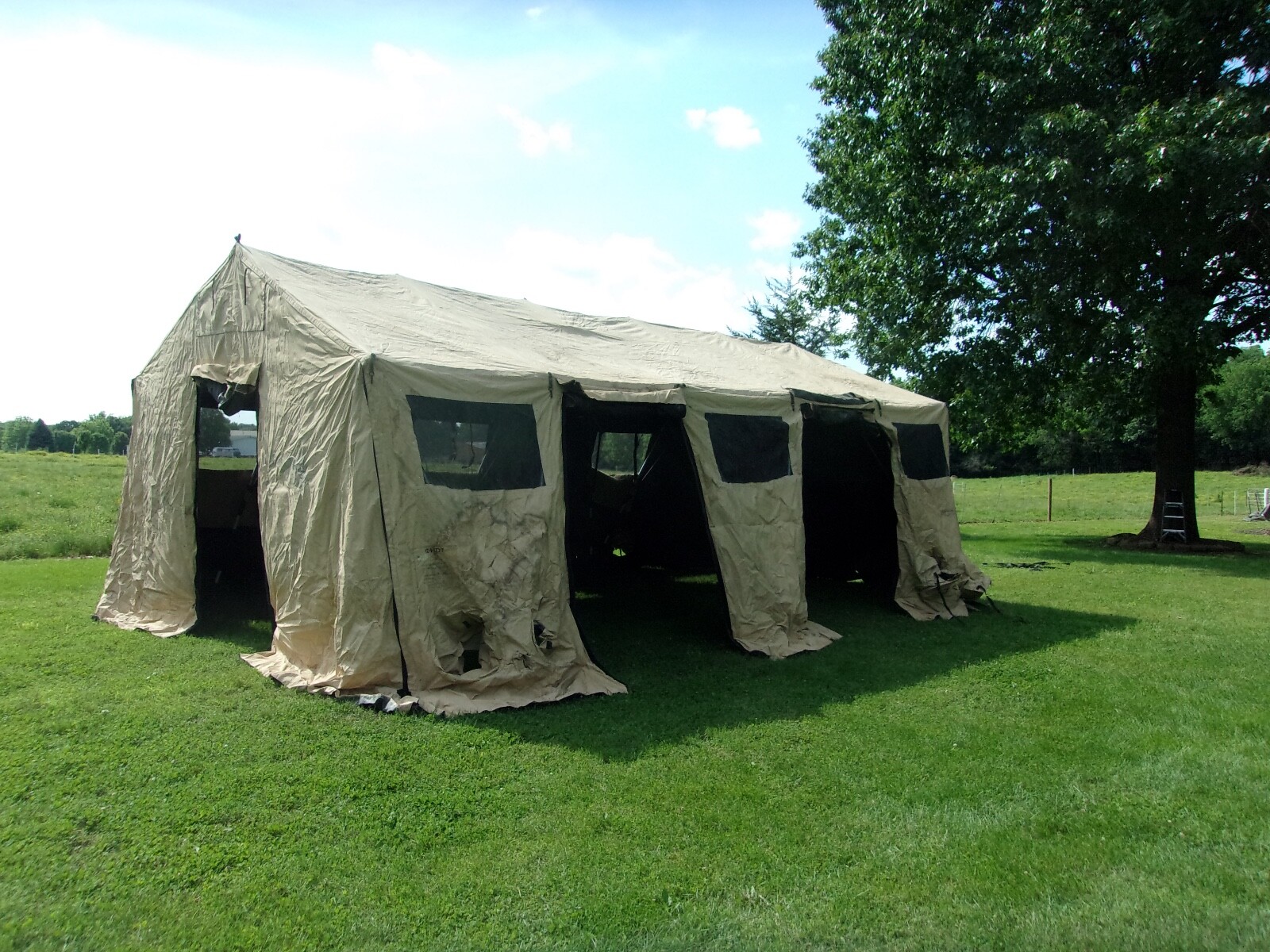 MILITARY BASE X TENT 305+STAKES TAN 18x 25 FT 450 SQ FT SURPLUS ARMY