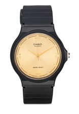 Casio Gold Dial Black Resin Band Analog Water Resistant Men's Watch MQ-76-9ALDF