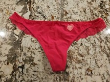True Vintage Victoria's Secret PINK Lace Back Thong Panty Medium