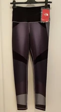 NWT The North Face Contoured Tech Leggings in purple, black & grey, Small.
