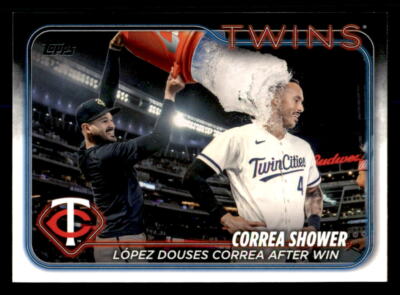 2024 Topps #155 Correa Shower: López Douses Correa After Win Minnesota Twins