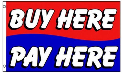 HIER KAUFEN BEZAHLEN HIER Flagge Geschäft Werbeschild Laden Banner Wimpel 3 x 5 Fuß - Bild 1 von 2