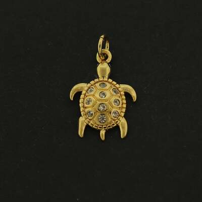 14k Turtle Charm - Sea Pendant - 14k Gold Plated - GLD503