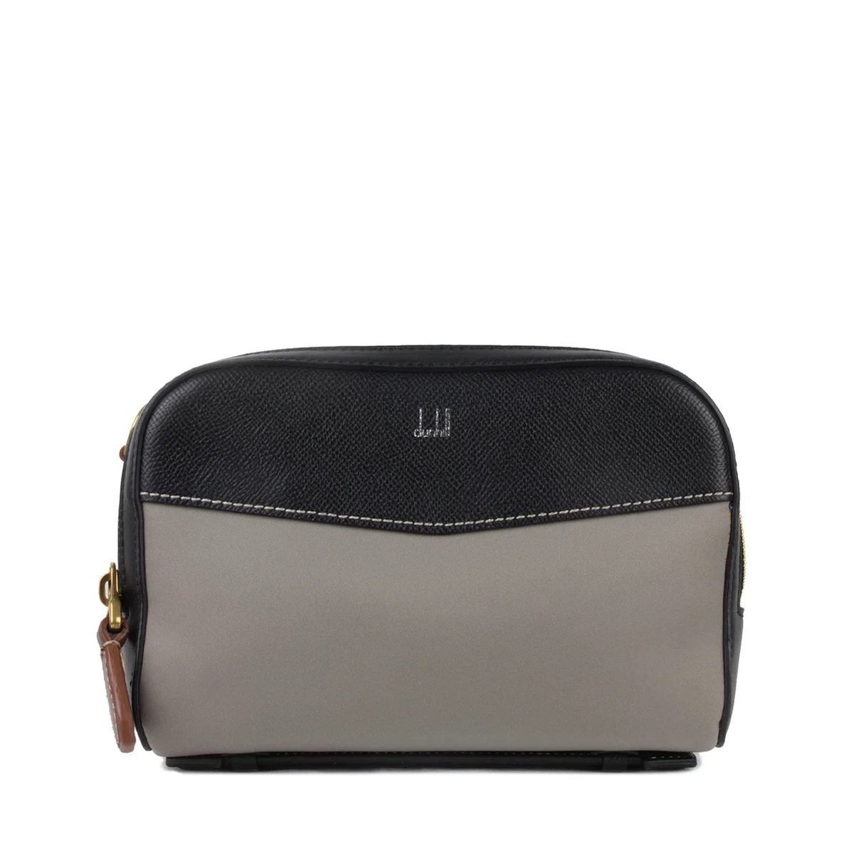 Dunhill Black Grained Leather Pale Grey Canvas Wash Bag Pouch eBay