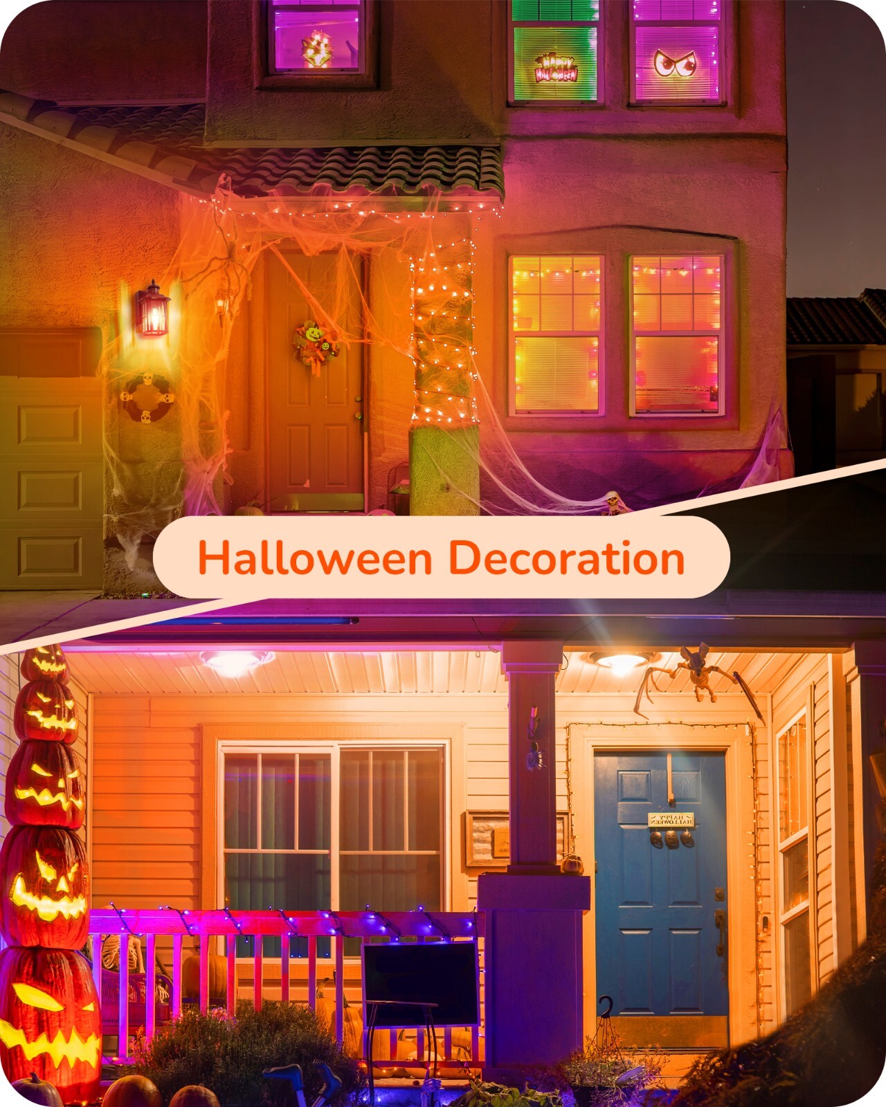 EDISHINE 4 Pack Halloween Orange Light Bulbs, A19 9W LED Bulbs for