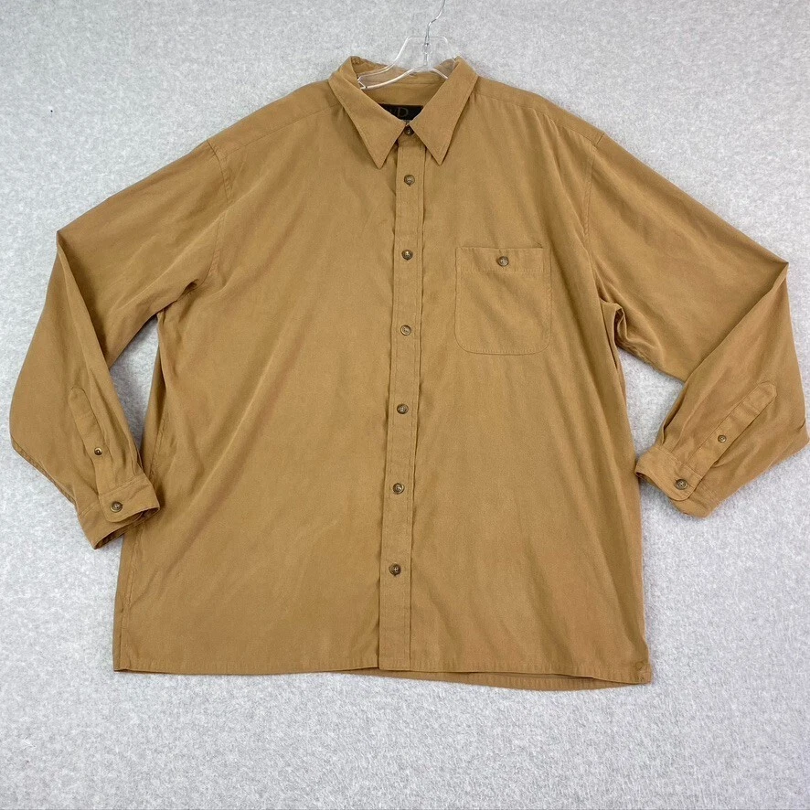 Weatherproof Garment Co Shirt Mens XL Tan Faux Suede Long Sleeve