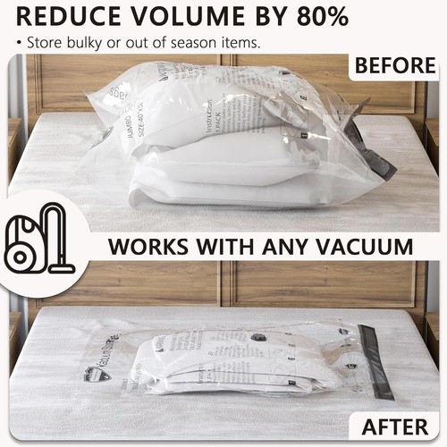 8 Jumbo Vacuum Storage Bags Travel for Clothes  Bedding Blankets - Picture 5 of 7