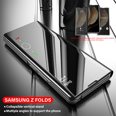 For Samsung Galaxy Z Fold 6 Fold 5/4/3 S-View Mirror Smart Stand Flip Case Cover