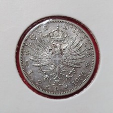 REGNO ITALIA VITTORIO EMANUELE III 2 LIRE AQUILA SABAUDA ARGENTO 1902 q.SPL/SPL
