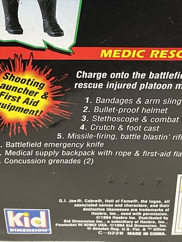 G.I.Joe Medic Rescue 1994 Hasbro 12-Inch Figure Accessories Action Equipment - Picture 8 of 8