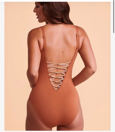 NWT Bleu Rod Beattie Let's Get Knotty Mio One Piece Swimsuit Cinnamon Size 4 - Picture 5 of 6
