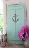 Landhaus Fensterladen Aqua Mit Anker, Shabby Antique Chic Handgefertigt
