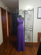 Bridesmaid Chiffon Form Fitted Empire Waist Twisted strap w/ Broach Pansy Sz 6 