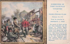 Vincennes IN Indiana Surrender of Fort Sackville Military Army Vtg Postcard I51