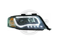 Designscheinwerfer Set FüR Audi A6 Tube Lights Klarglas/Schwarz 1997-1999