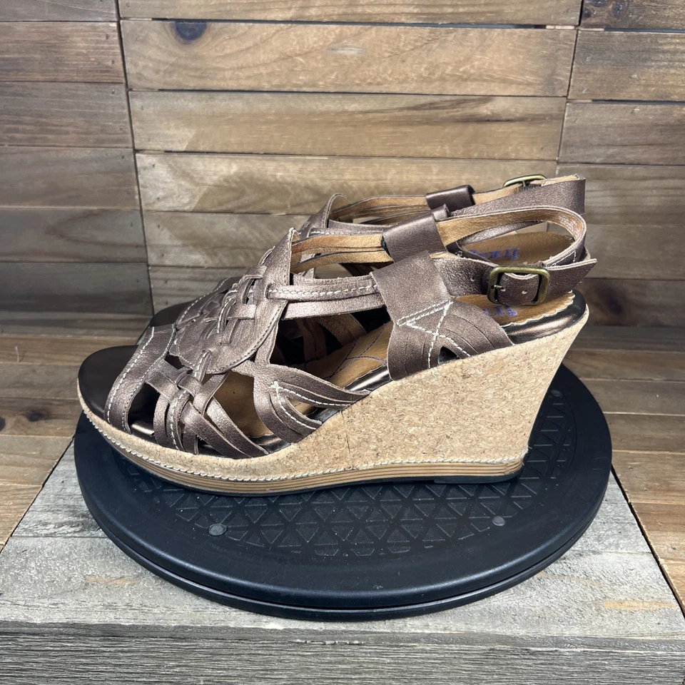 Sandalias Indigo by Clarks para mujer talla 10M Gull Pond bronce cuña tiras Foto 3 de 4
