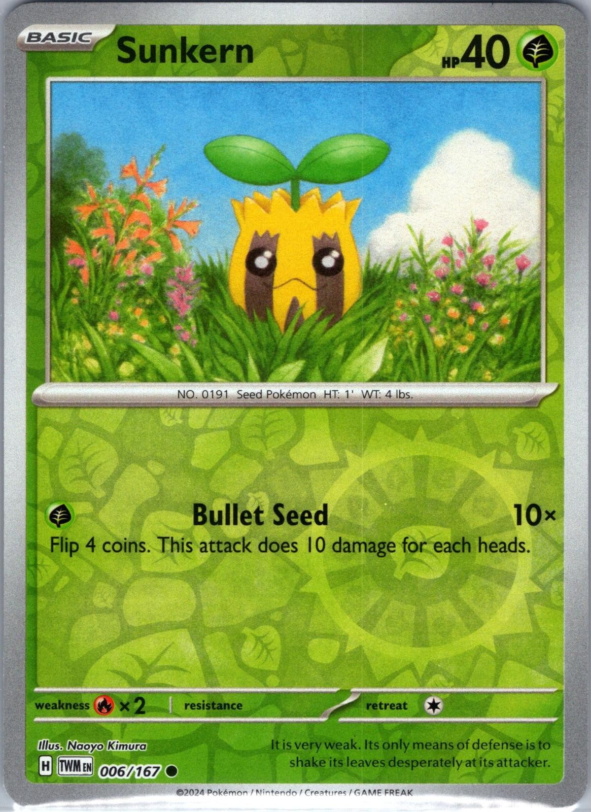 Sunkern 006/167 Common Twilight Masquerade Pokemon Reverse Holo Near Mint