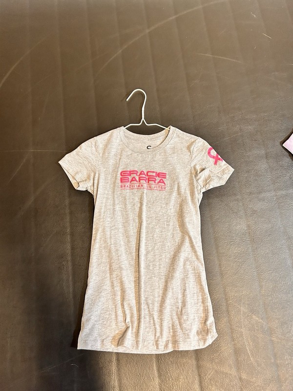 Gracie Barra Small Women's Short Sleeve Gray/ Pink Jiu-Jitsu Tee