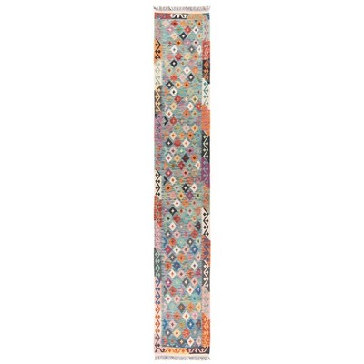 Kelim Afghan 503x85 cm Handgewebter Orientteppich kilim Wolle Carpet Rug Läufer
