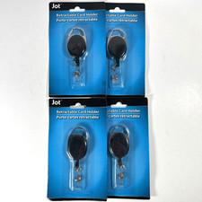 Lot of 4 Retractable Badge/Card Holders with Carabiner Clip On
